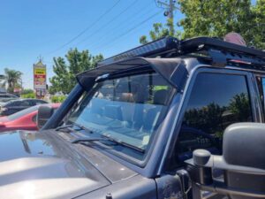 IMG-20250925-WA0118 Toyota Landcruiser 70-79 Series (fitted with factory snorkel) All Black Mesh Windscreen Sunvisor