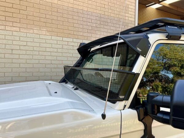 IMG-20250925-WA0121 Toyota Landcruiser 70-79 Series (fitted with factory snorkel) All Black Mesh Windscreen Sunvisor